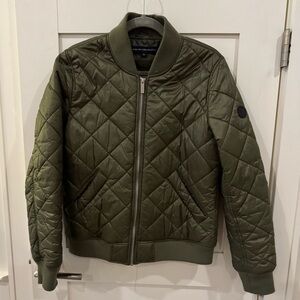 Olive Quilted Bomber Jacket